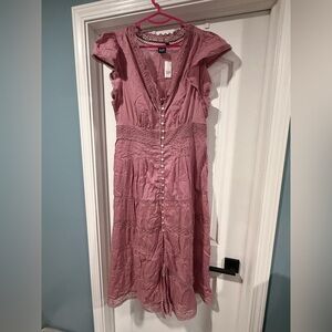 GAP Dusty Rose Button-Front Maxi Dress